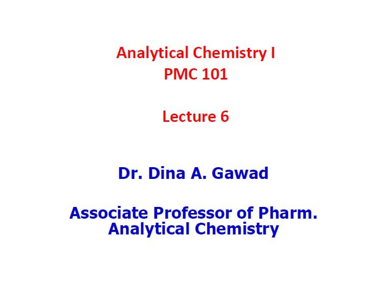 Analytical Chemistry I  AIU | PMC 101